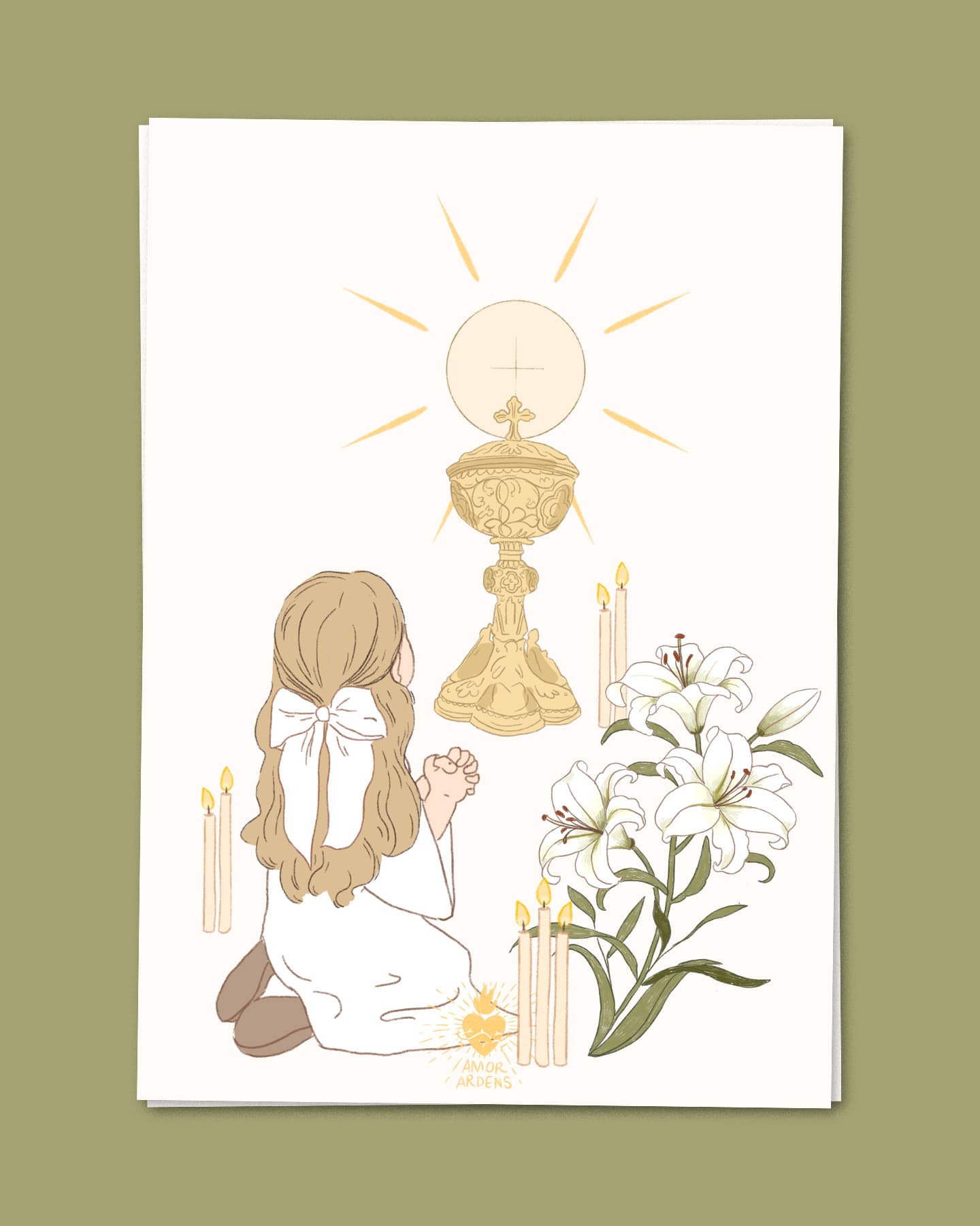 En souvenir de ma première communion — illustration catholique artisanale, vue 2
