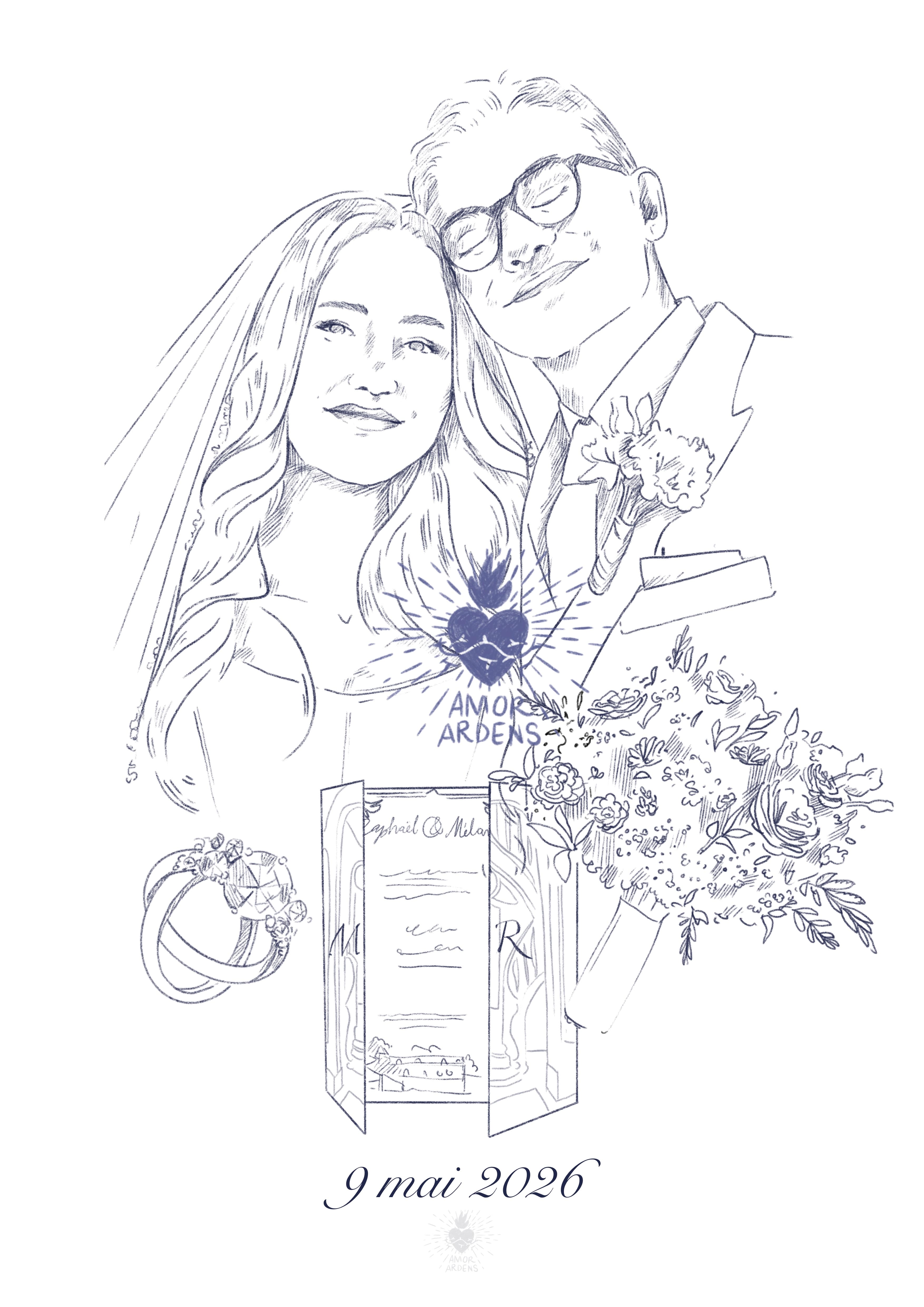 Portrait couple sur mesure — illustration catholique — quotidien